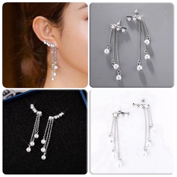 NEW!๐๐SILVERY CZ PEARL LOOK! SPARKLING DROPS๐๐ - Picture 3 of 8